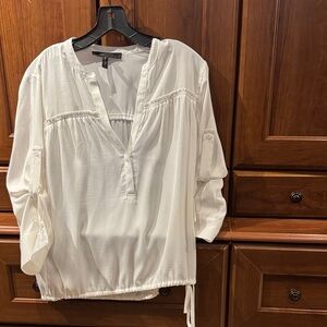 BCBGMaxAzria Cream Blouse with Drawstring Hem
